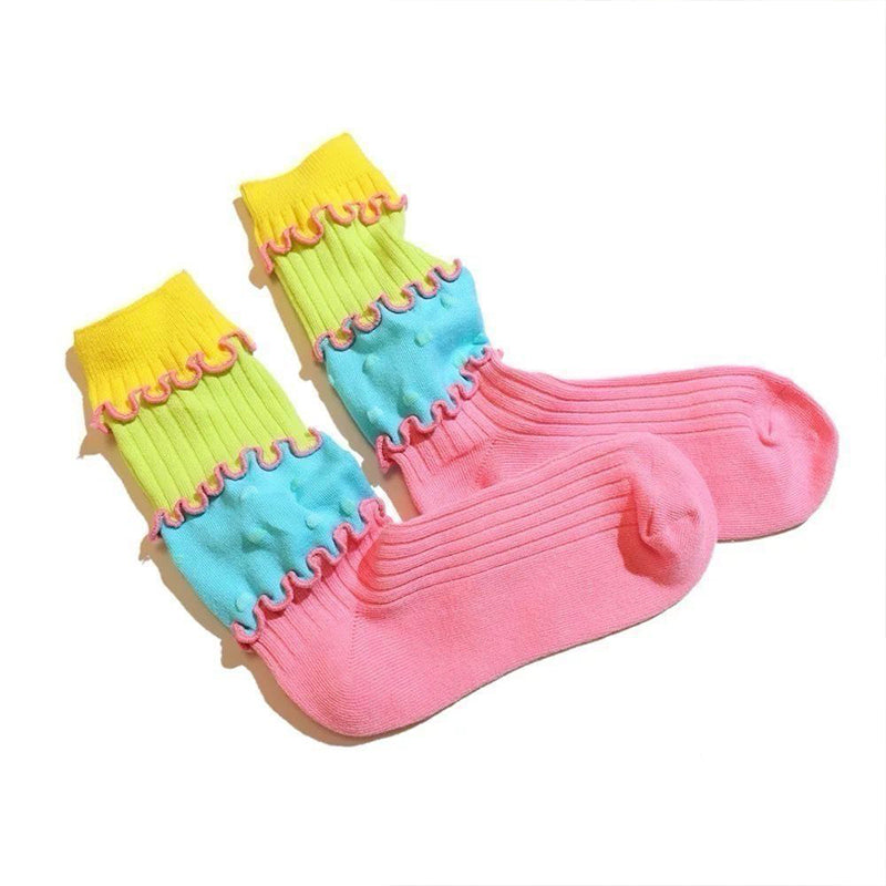 Kids' Colorful Ruffle Socks - "Dopamine Stacked" Collection