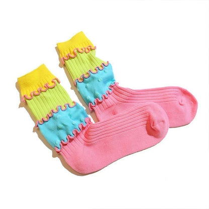 Kids' Colorful Ruffle Socks - "Dopamine Stacked" Collection