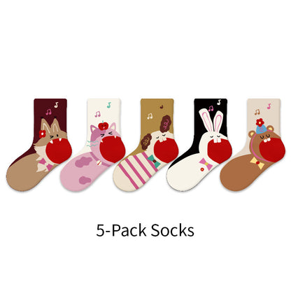 Kids' Cartoon Socks - "Cute Beasts Concert" Collection